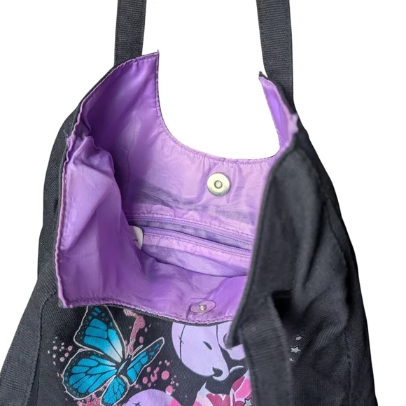 Disney Eeyore Tote Bag Donkey Winnie Pooh Butterflies Stars Black Purple EUC - Picture 5 of 12